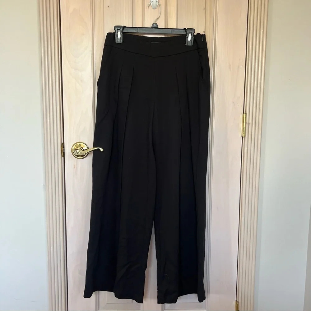 Eileen Fisher Black Pleated Front Trouser Pants 9966